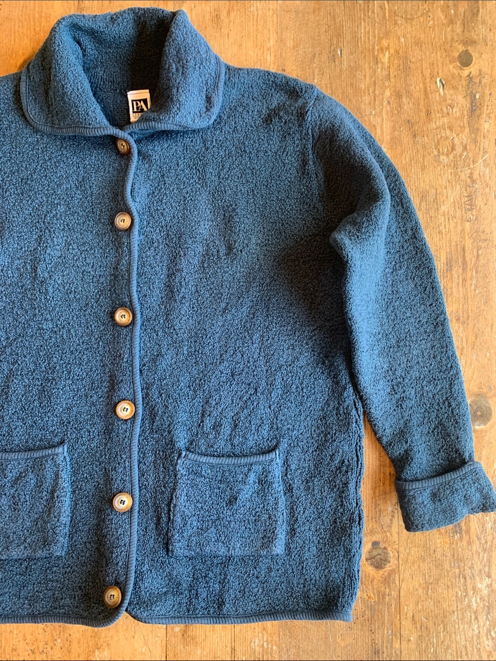 PA Company 1990’s Women’s Navy Blue Button-Up Cotton Cardigan - Picture 5 of 16